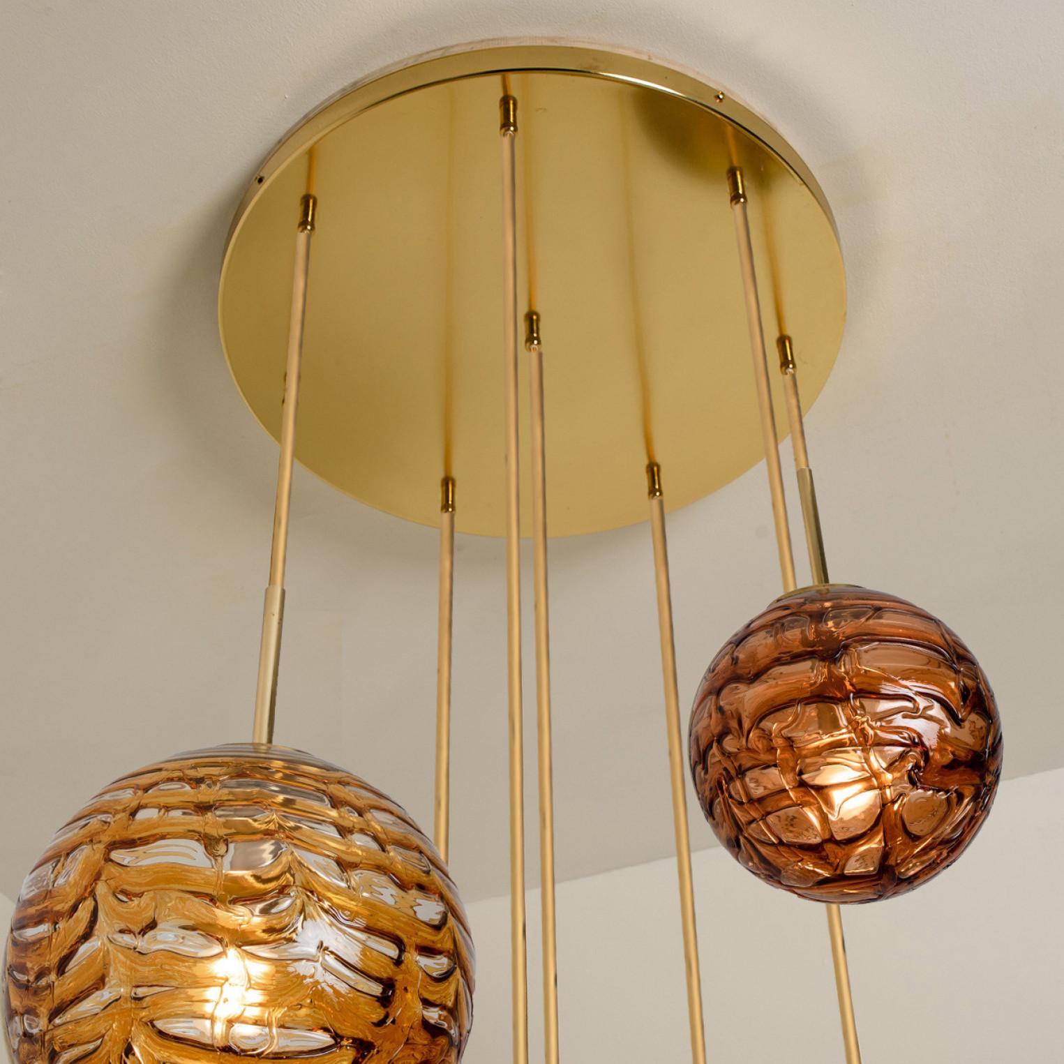 Mid-Century Modern Cascade Fixture with Eight Murano Glass Globes, 1960s For Sale
