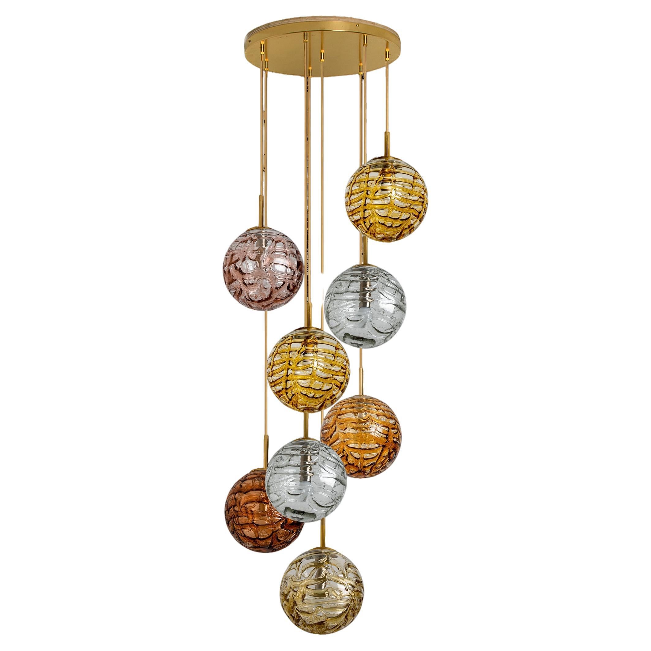Cascade Fixture with Eight Murano Glass Globes, 1960s For Sale