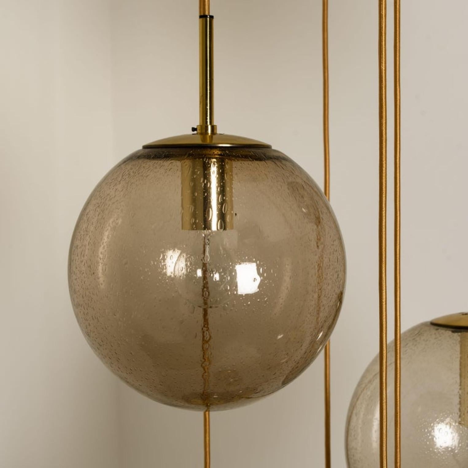 Cascade Fixture with Eight Smoked Hand Blown Globes by Glashütte, 1970s For Sale 3