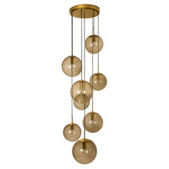 Cascade Fixture with Eight Smoked Hand Blown Globes by Glashütte