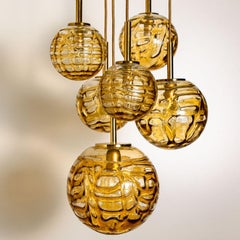 Cascade Fixture with Six Yellow Murano Glass Globes, 1960s