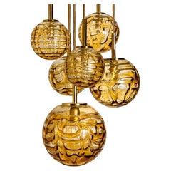 Used Cascade Fixture with Six Yellow Murano Glass Globes, 1960s