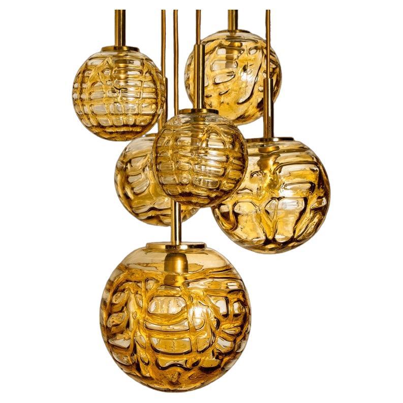 Cascade Fixture with Six Yellow Murano Glass Globes, 1960s