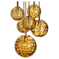 Cascade Fixture with Six Yellow Murano Glass Globes, 1960s