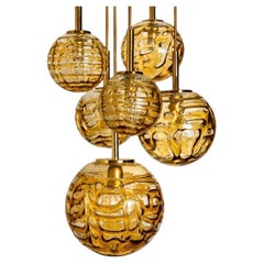 Cascade Fixture with Six Yellow Murano Glass Globes, 1960s
