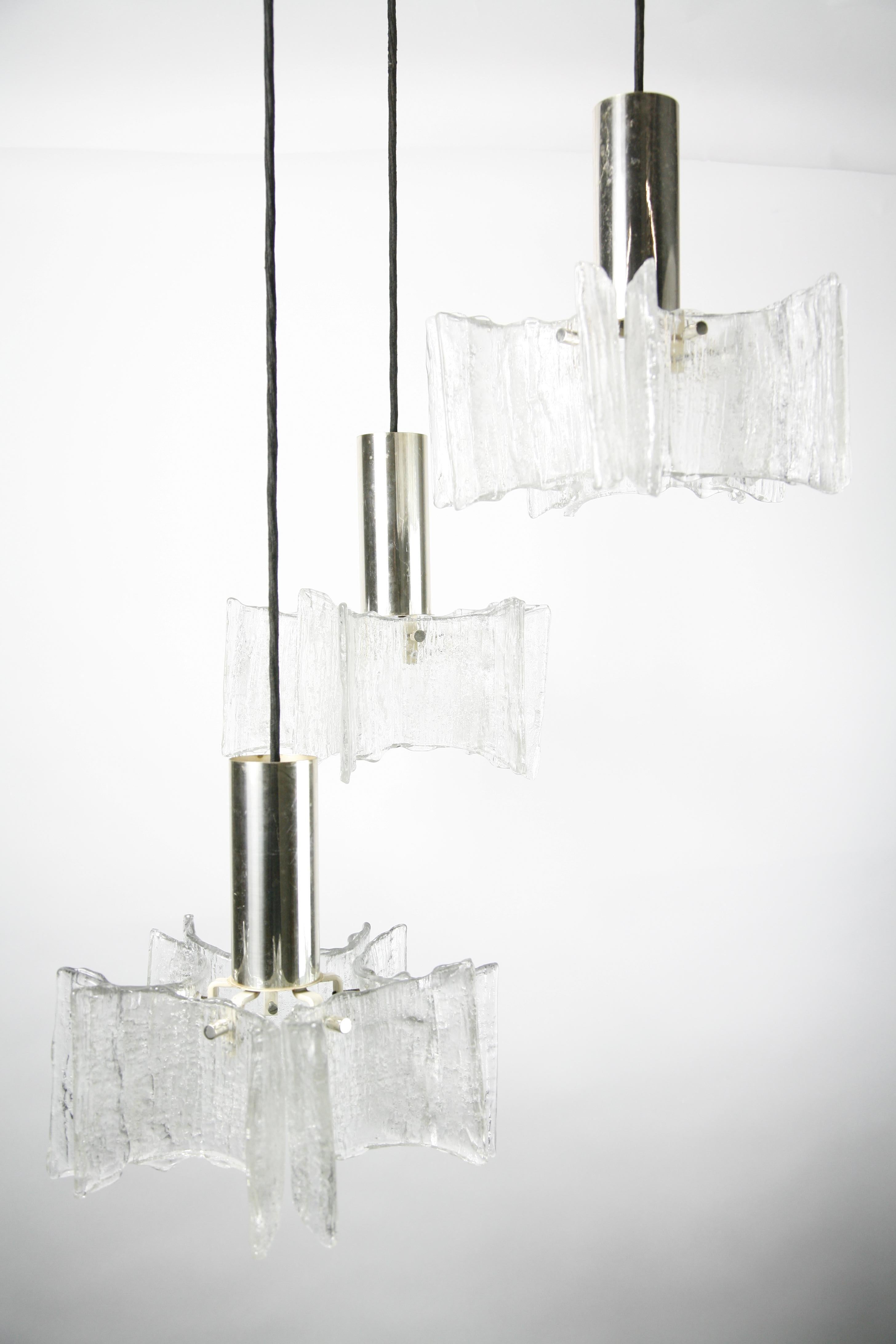 Cascade Glass Chandelier by Kaiser Germany, 1960s, Germany 4