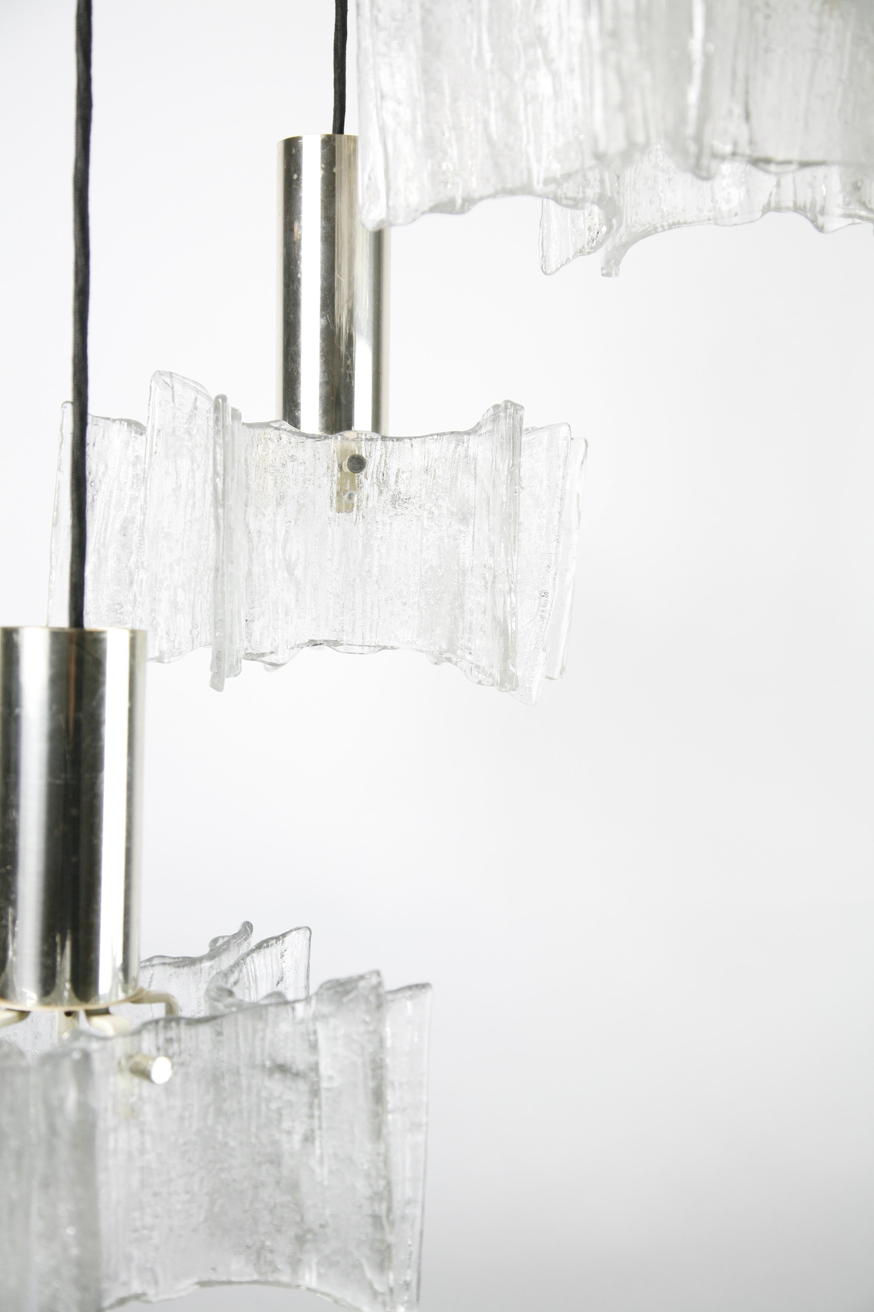 Cascade Glass Chandelier by Kaiser Germany 1960s, Germany For Sale 6
