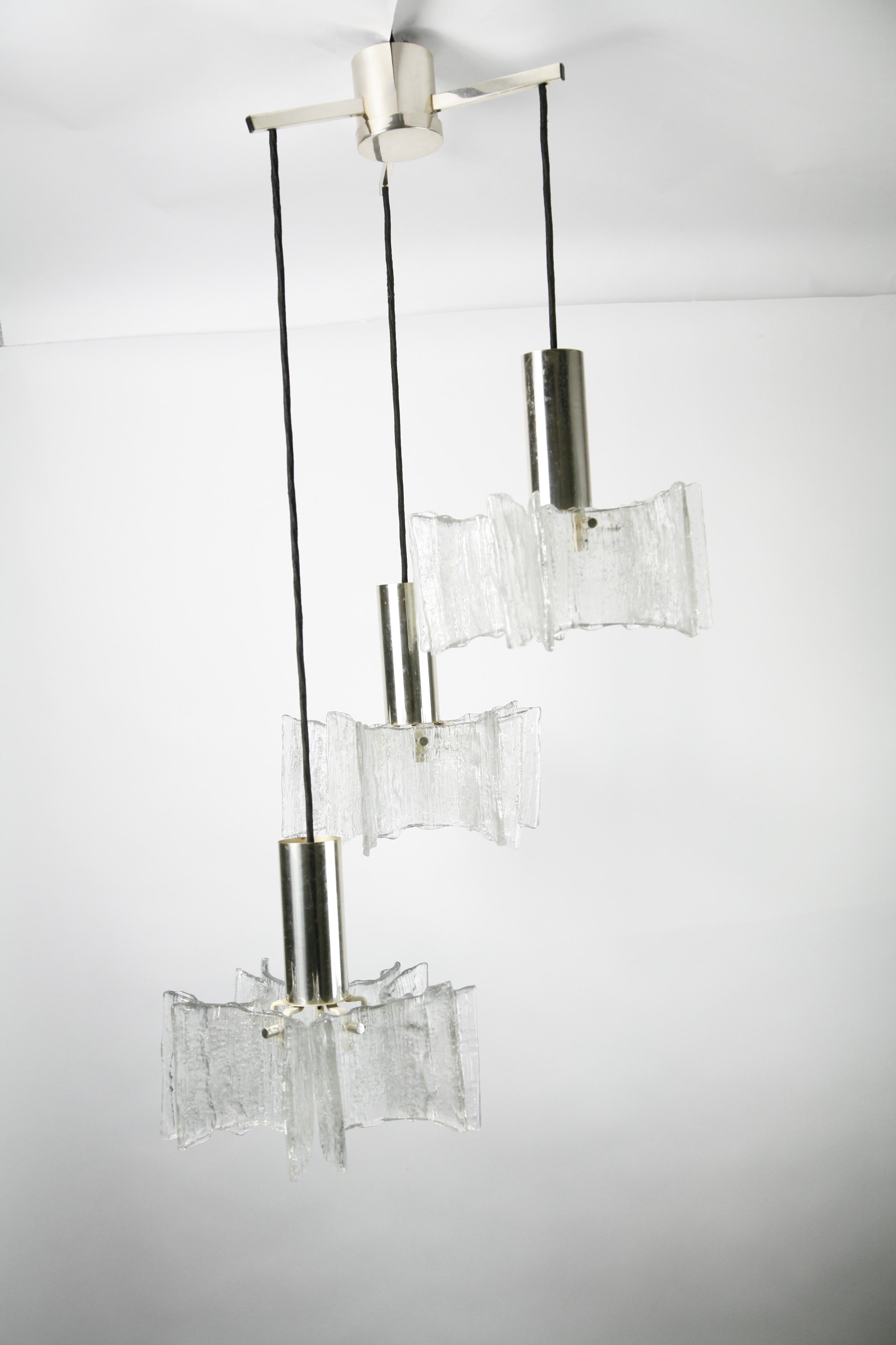 Mid-Century Modern Cascade Glass Chandelier by Kaiser Germany, 1960s, Germany