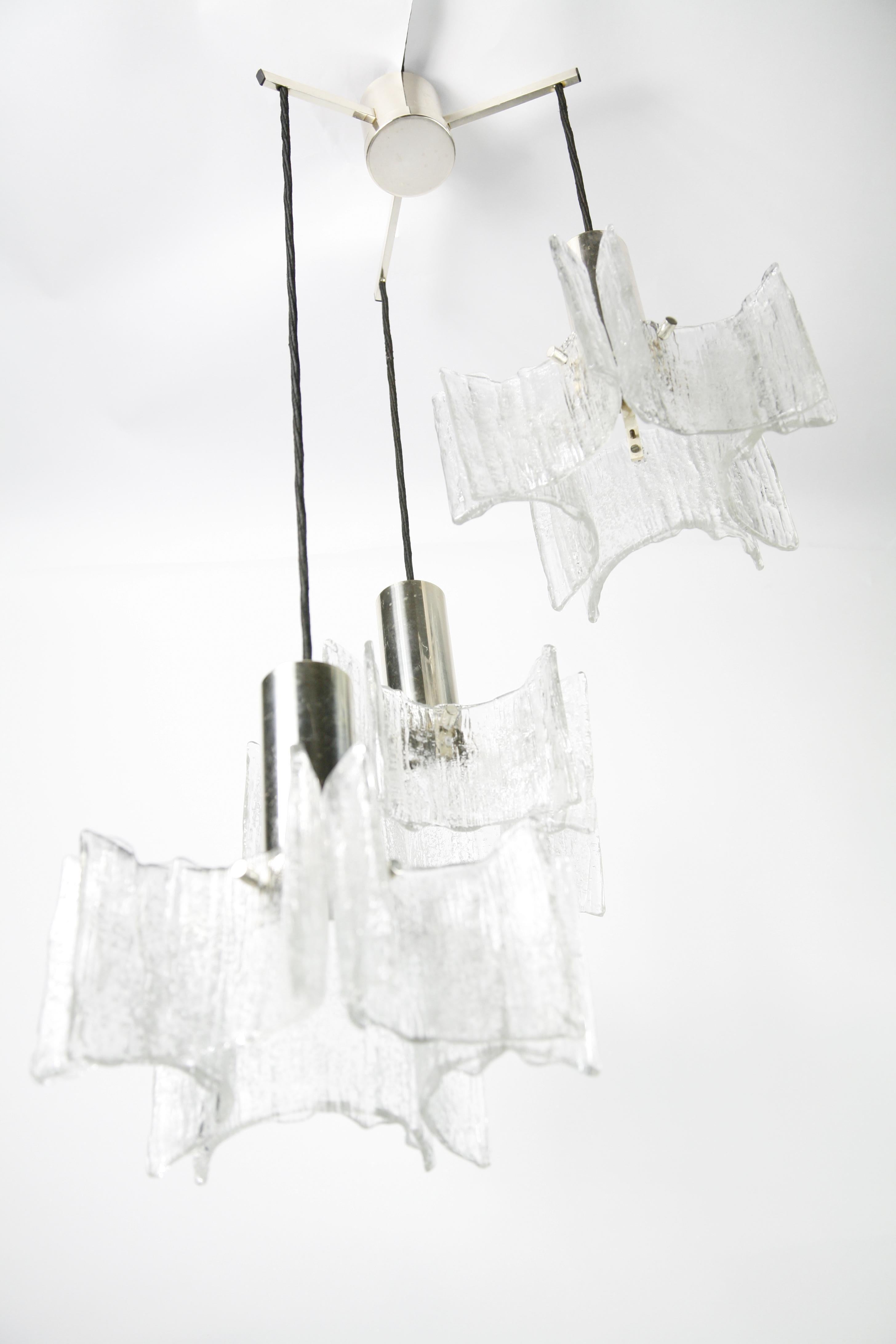 20th Century Cascade Glass Chandelier by Kaiser Germany, 1960s, Germany