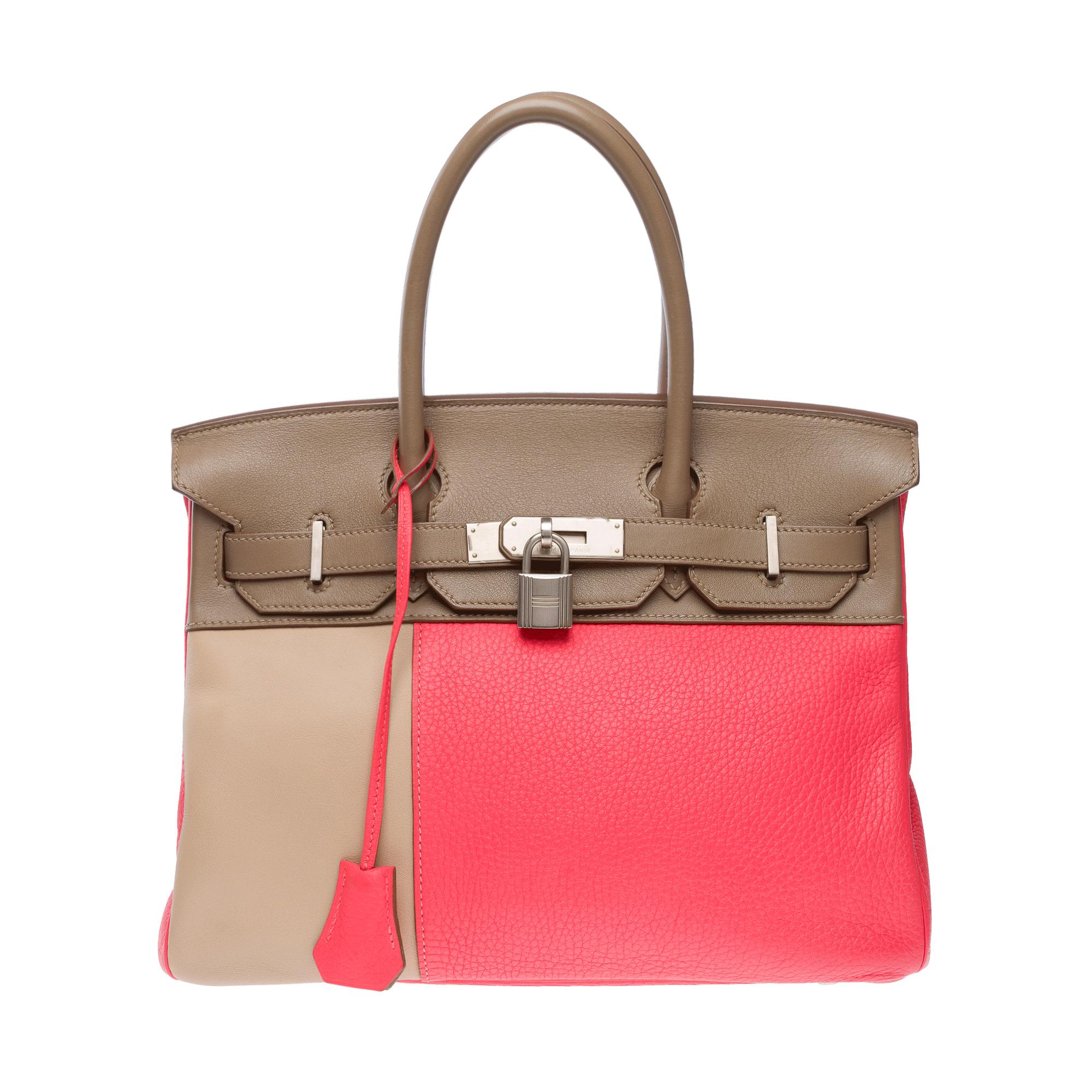 Orange Cascade Hermes Birkin 30 in Pink Jaïpur, etoupe & Argile leather, BPHW
