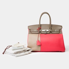 Cascade Hermes Birkin 35 in Pink Jaïpur, etoupe & Argile leather, BPHW