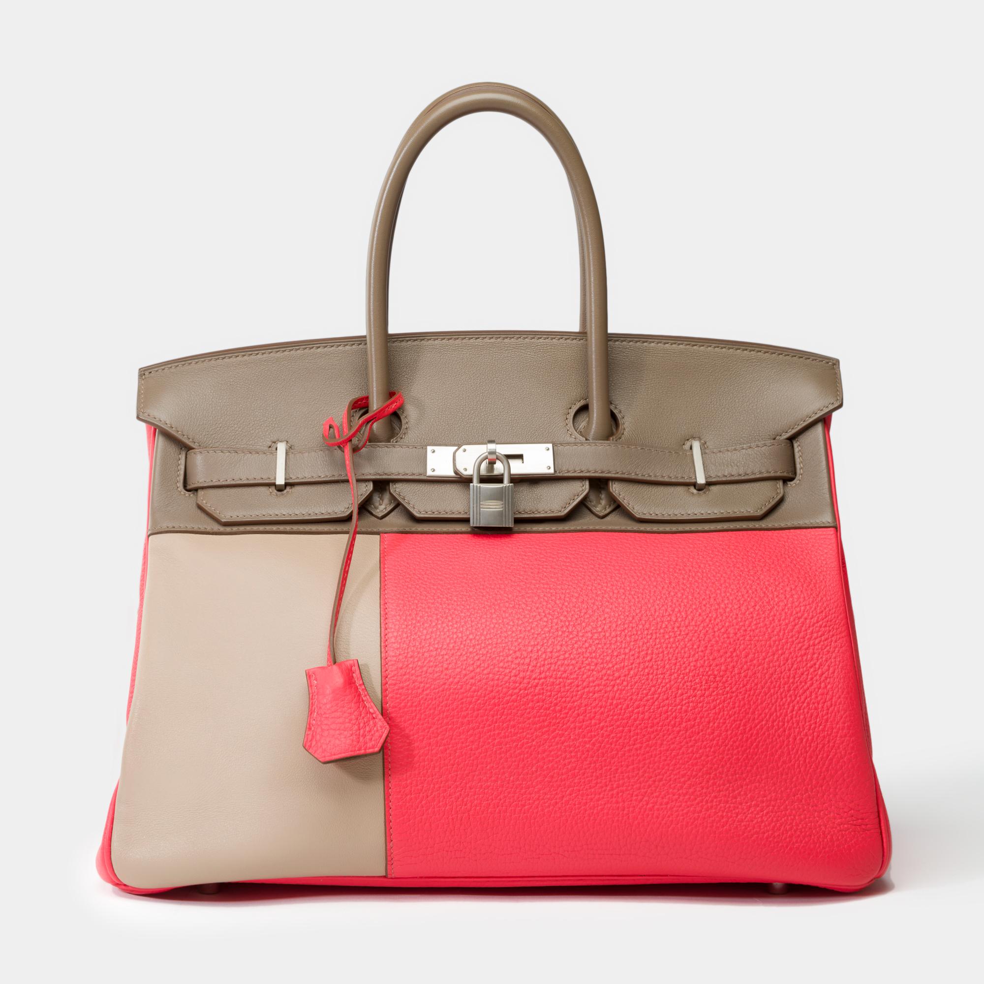 Cascade Hermes Birkin 35 in Pink Jaïpur, etoupe & Argile leather, BPHW In Excellent Condition In Paris, IDF