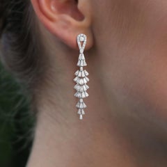 2.44ct Baguette Diamond Cascade 14K Gold Drop Earrings
