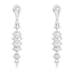 Boucles d'oreilles pendantes en or blanc 14K avec diamants Cascade Ice