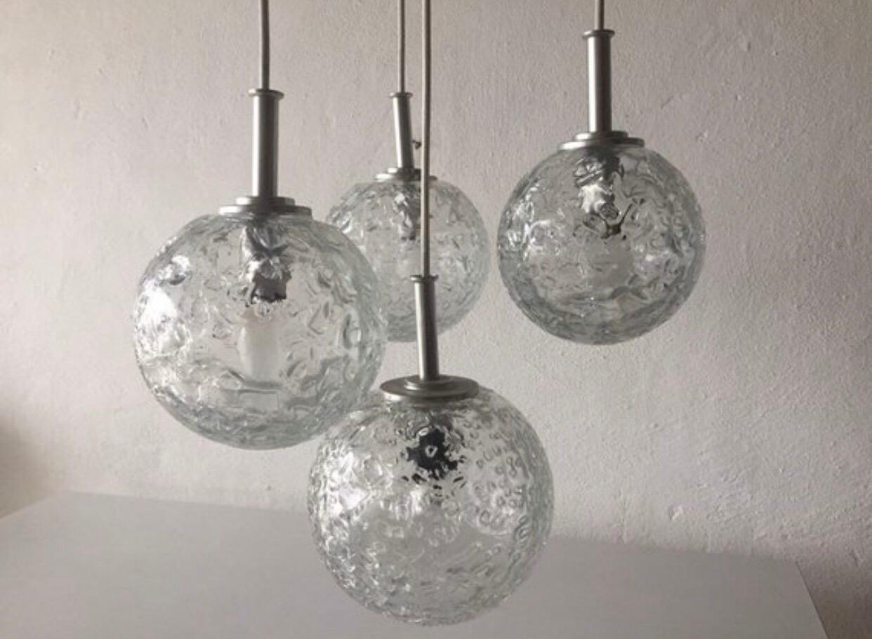 Mid-20th Century Cascade Lamp by Doria with 4 Bubble Glass Globes, 1970s, Germany For Sale