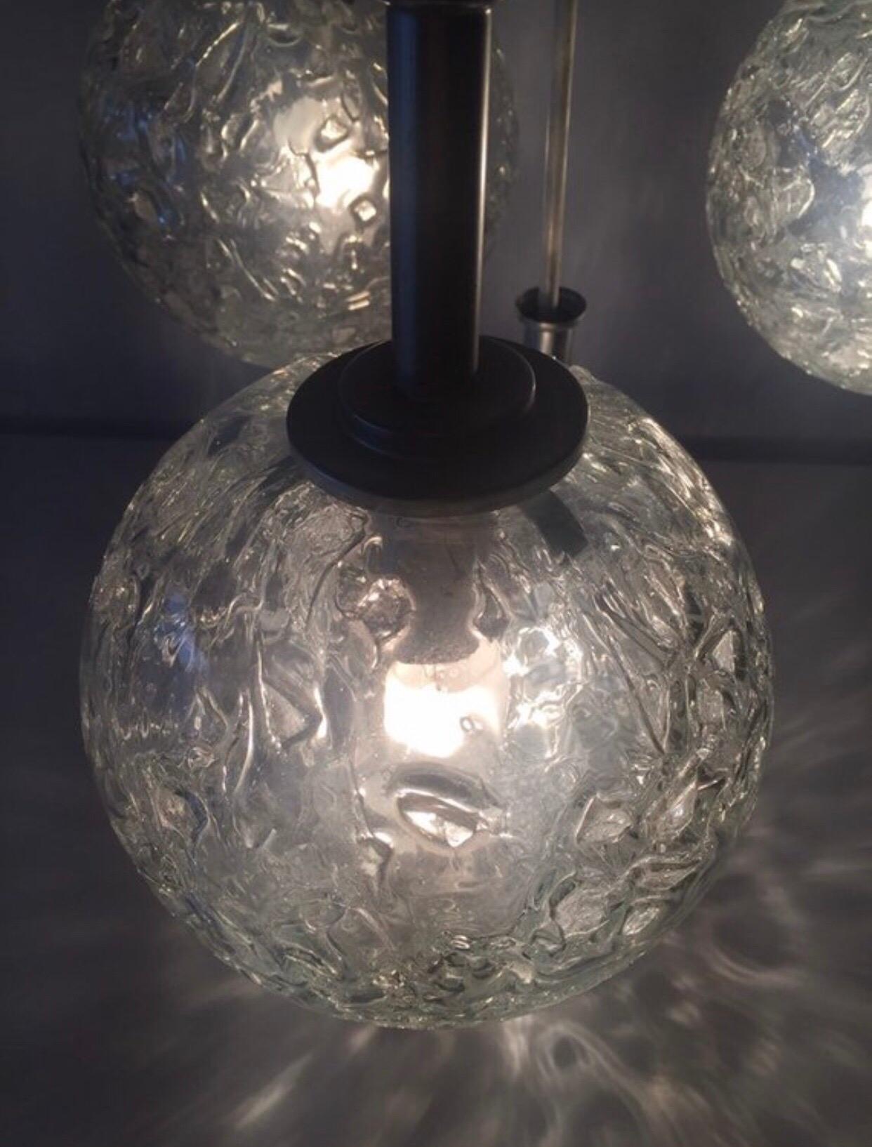 Cascade Lamp by Doria with 4 Bubble Glass Globes, 1970s, Germany For Sale 1