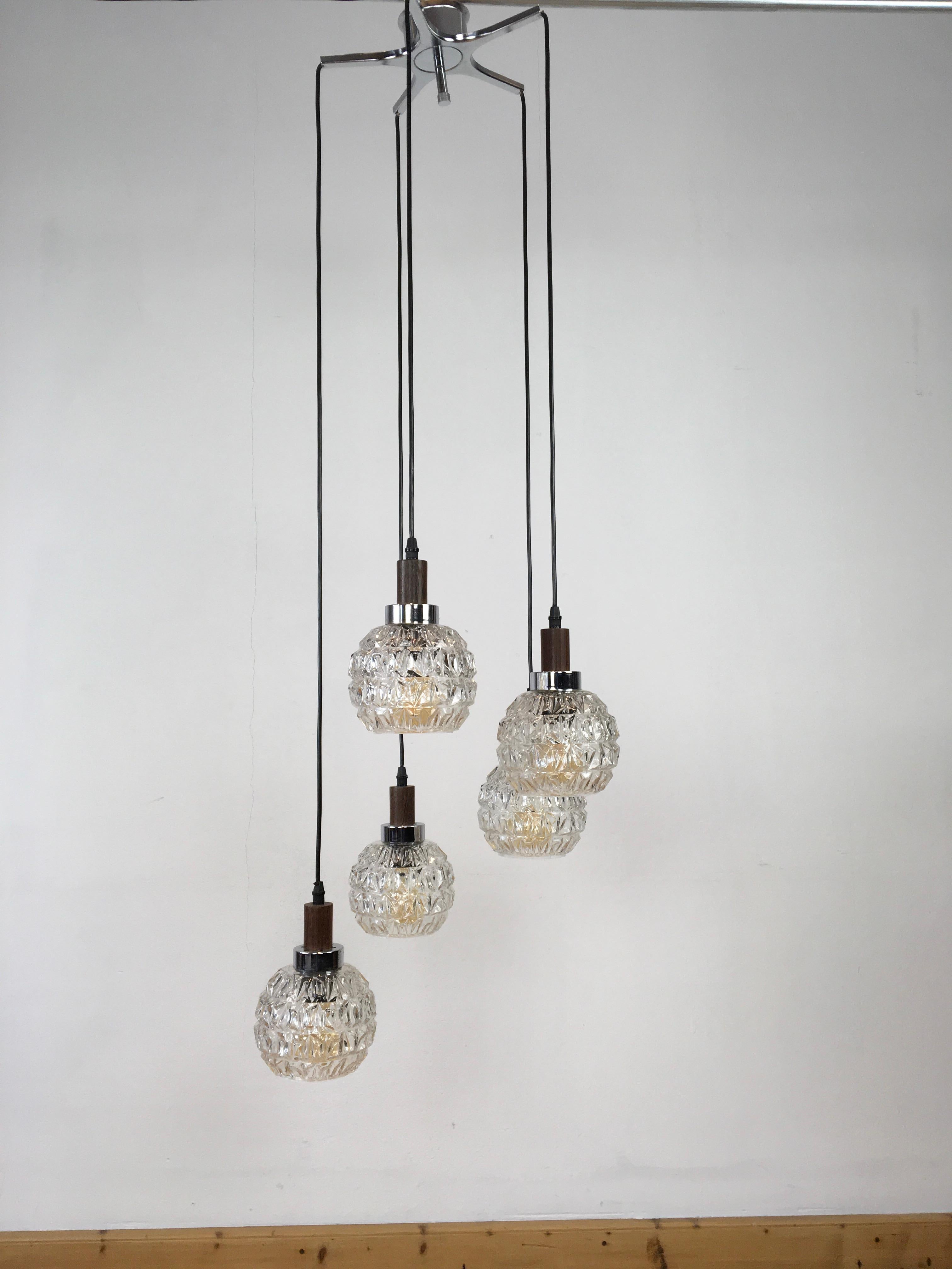 European Cascade Lamp Pendant Light , 5 Globe Light