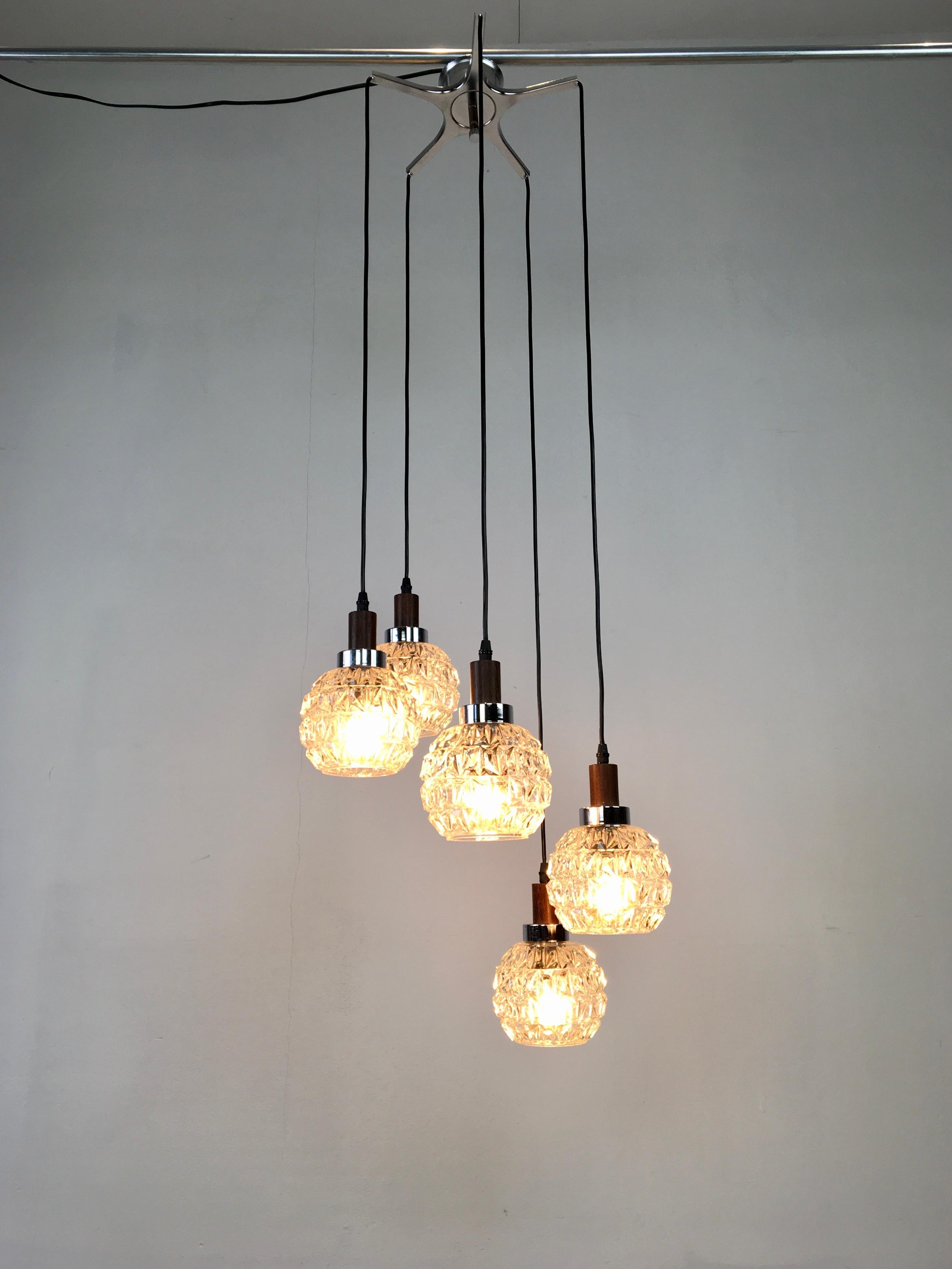 20th Century Cascade Lamp Pendant Light , 5 Globe Light