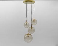 Cascade lamp with four smoked hand-blown spheres from Glashütte LIMBURG, 1960s