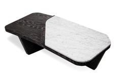 Cascade Large Coffee or Cocktail Table, Contemporary, Marble, Ebonized Limed Oak