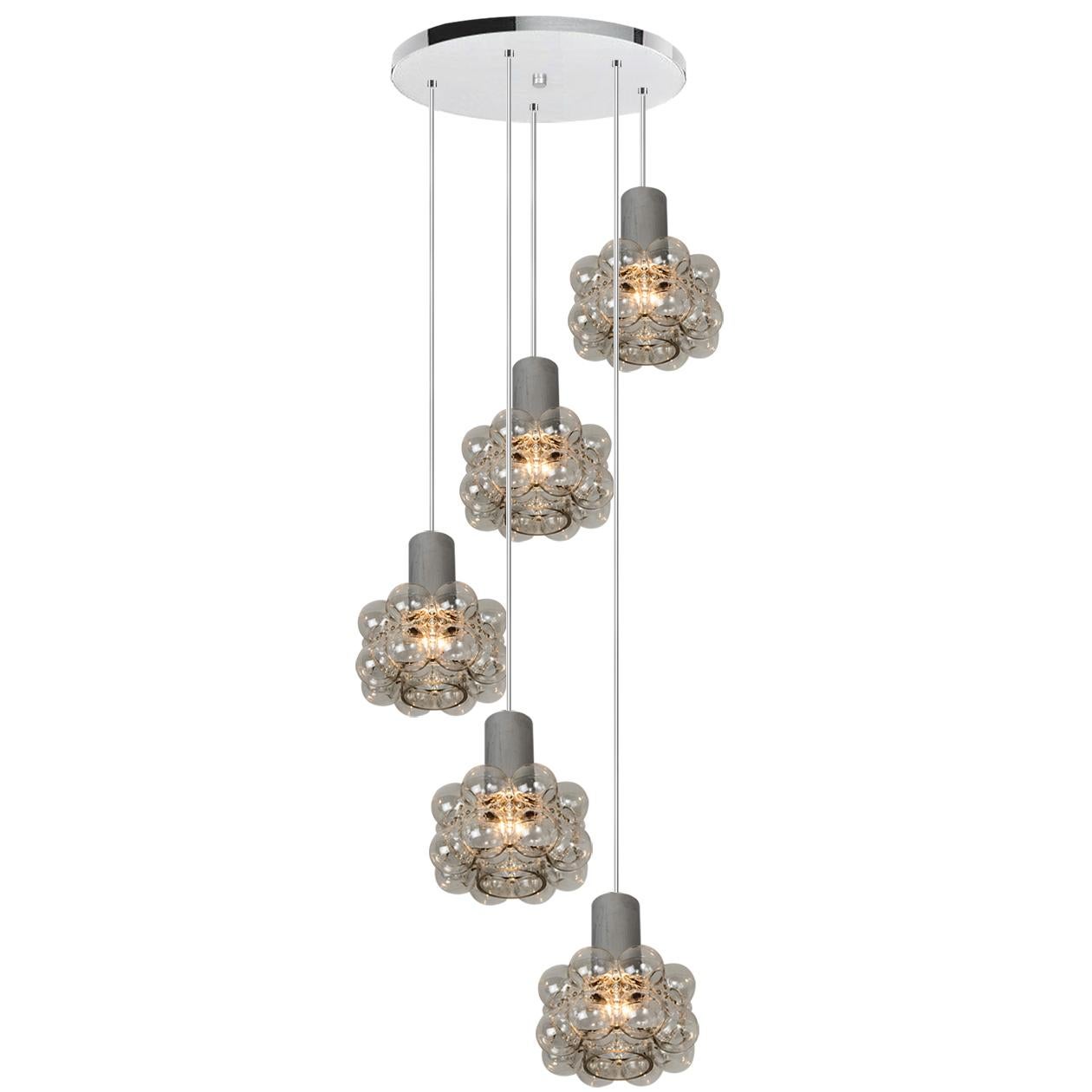 Cascade Light Fixture with Five Pedant Lights by Helena Tynell, 1970s For Sale 6