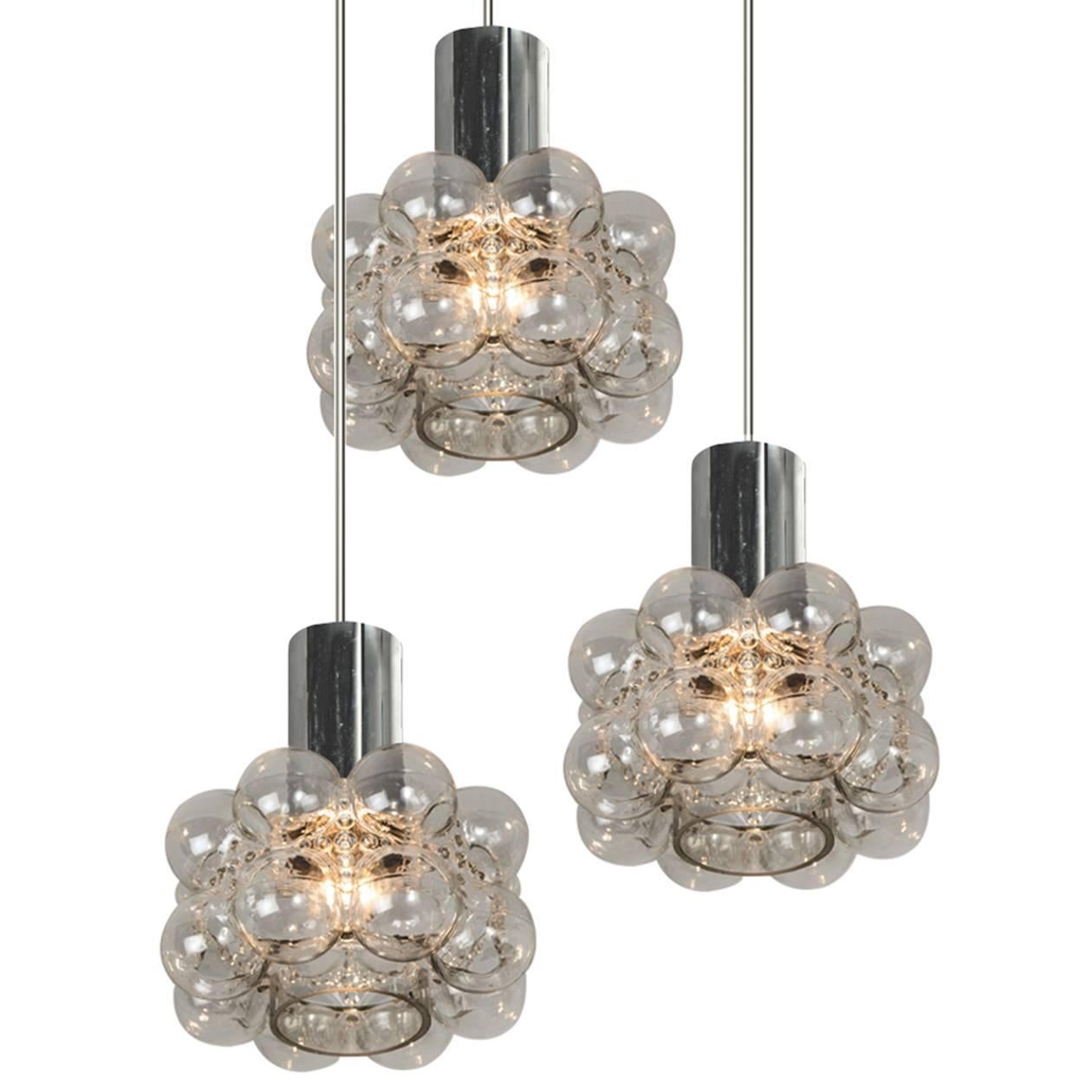 Mid-Century Modern Cascade Light Fixture with Five Pedant Lights by Helena Tynell, 1970s For Sale