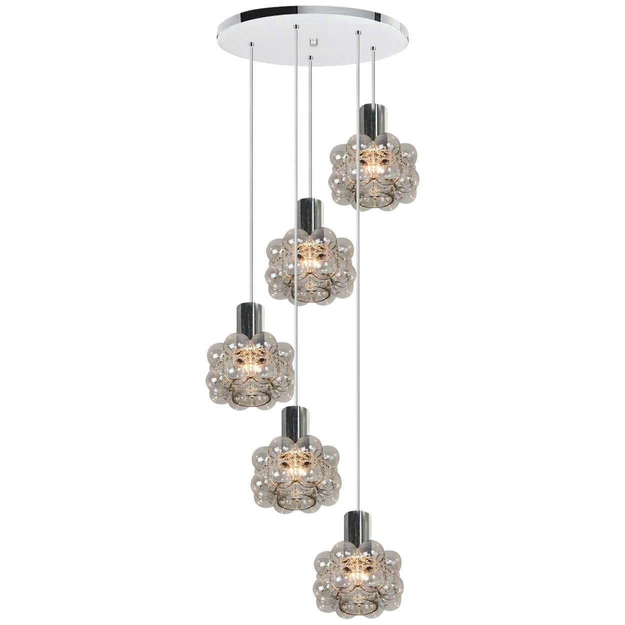Cascade Light Fixture with Five Pedant Lights by Helena Tynell, 1970s