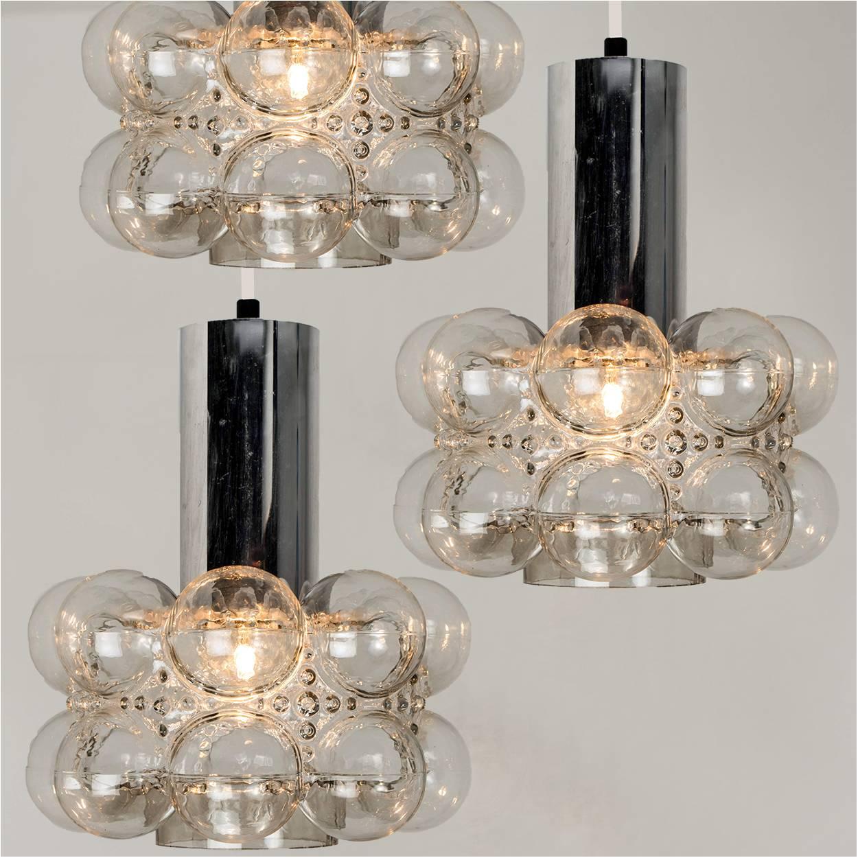 Mid-Century Modern Cascade Light Fixture with Three-Pedant Lights by Helena Tynell, 1970s For Sale