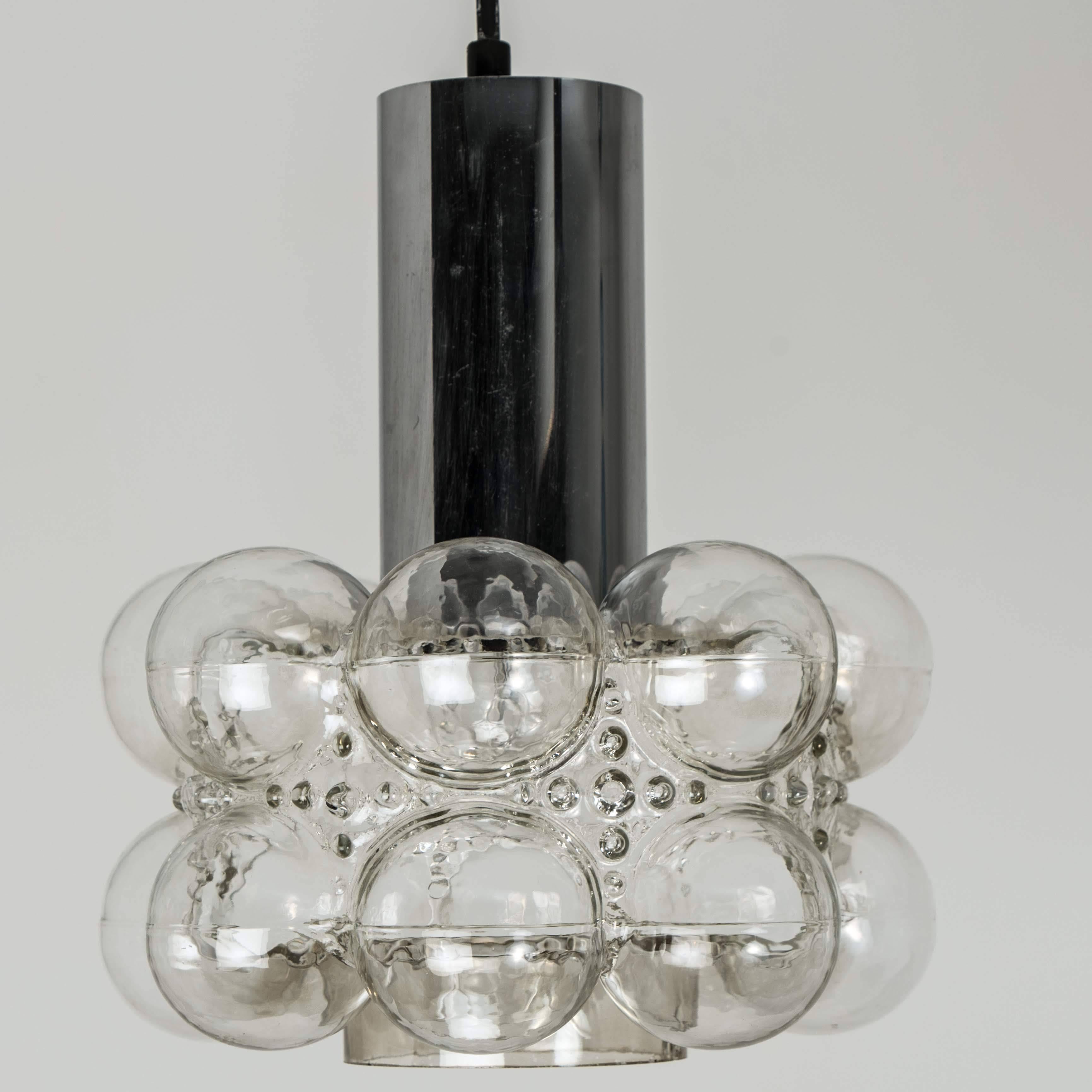Glass Cascade Light Fixture with Three-Pedant Lights by Helena Tynell, 1970s For Sale