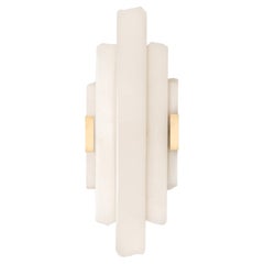 Vertical Arrangement, Off-White Onyx and Brass Light Sculpture by Marie Jeunet