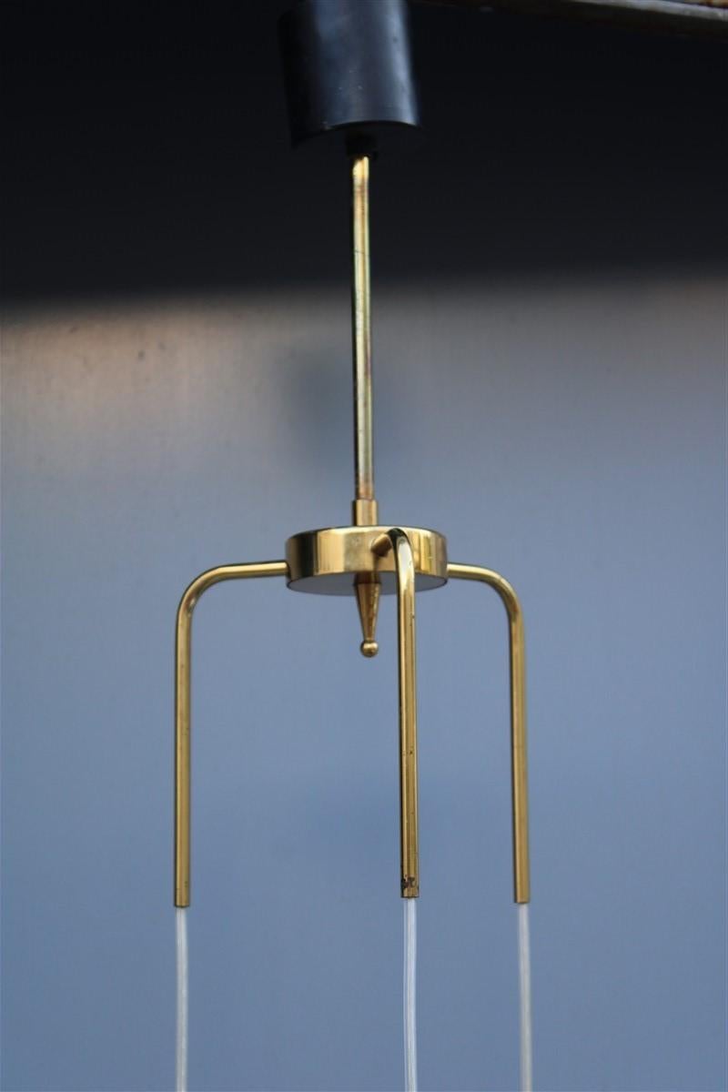 Mid-Century Modern Cascade Midcentury Italian Chandelier Multi-Color Vistosi Design 1950s Brass