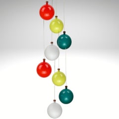 Cascade Murano & teak pendant by Uno & Östen Kristiansson, Luxus, Sweden, 1960s