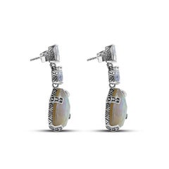 Cascade of Moonstones/Natural quartz/Mother of Pearl Drop Earrings