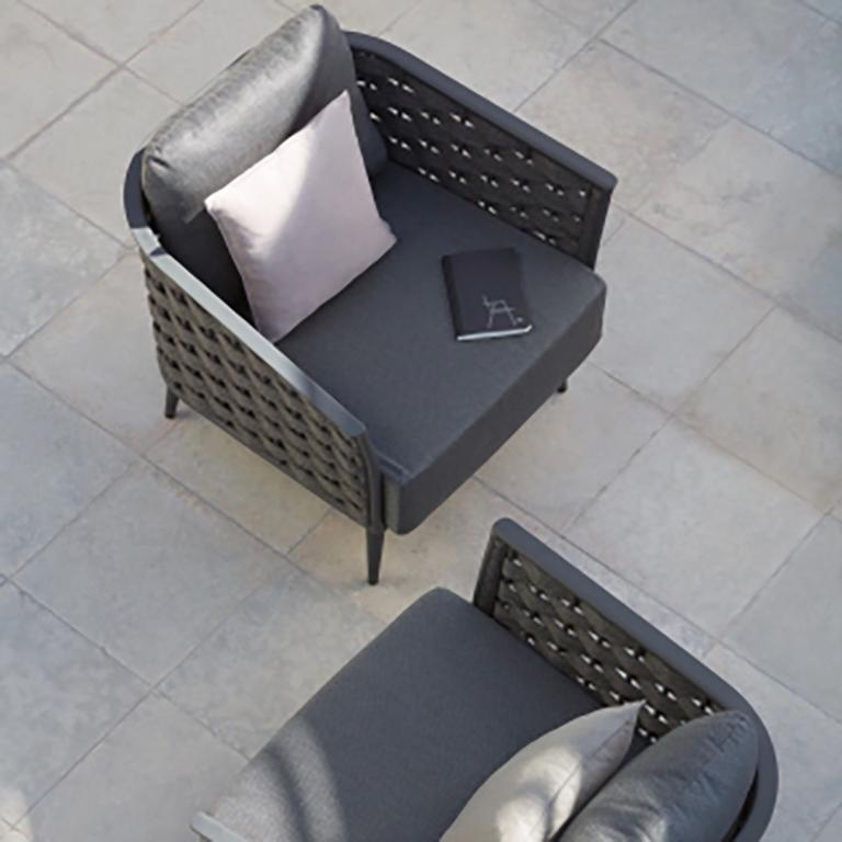 Luxury outdoor furniture, a mix of refined, classic designs with a contemporary twist.
Rope 45mm anthracite

By the poolside or on the terrace, the Cascade chair oozes style and comfort. Its spacious seating, finished with an intriguing mix of