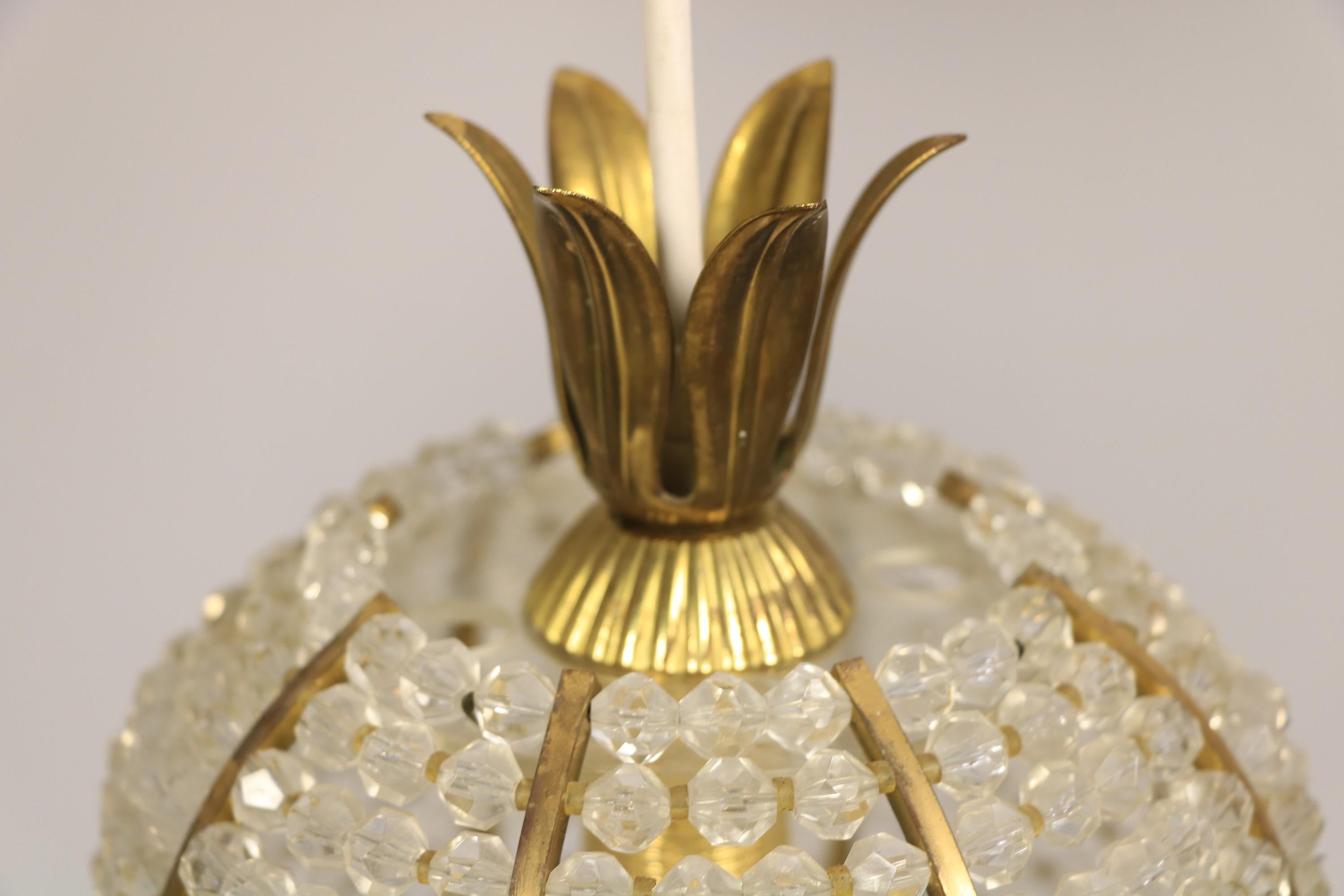 Mid-20th Century Cascade Pendant Lamp by Emil Stejnar for Rupert Nikoll, Pineapple Design, 1950s For Sale