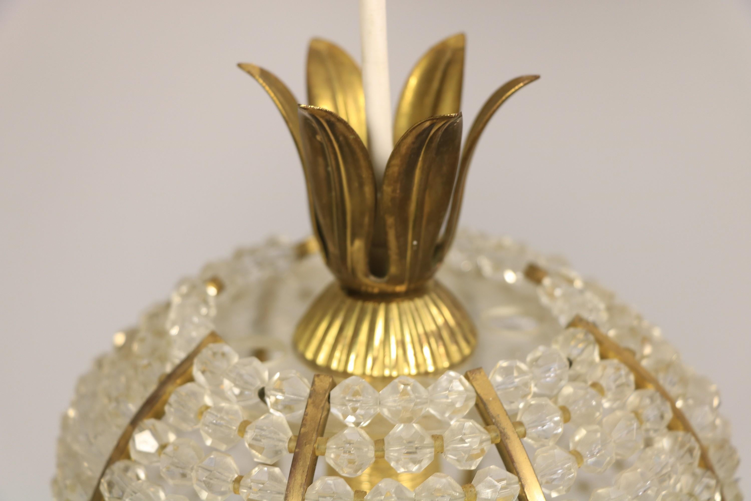 Metà XX secolo Lampada a sospensione Cascade di Emil Stejnar per Rupert Nikoll, Pineapple Design, anni '50 in vendita
