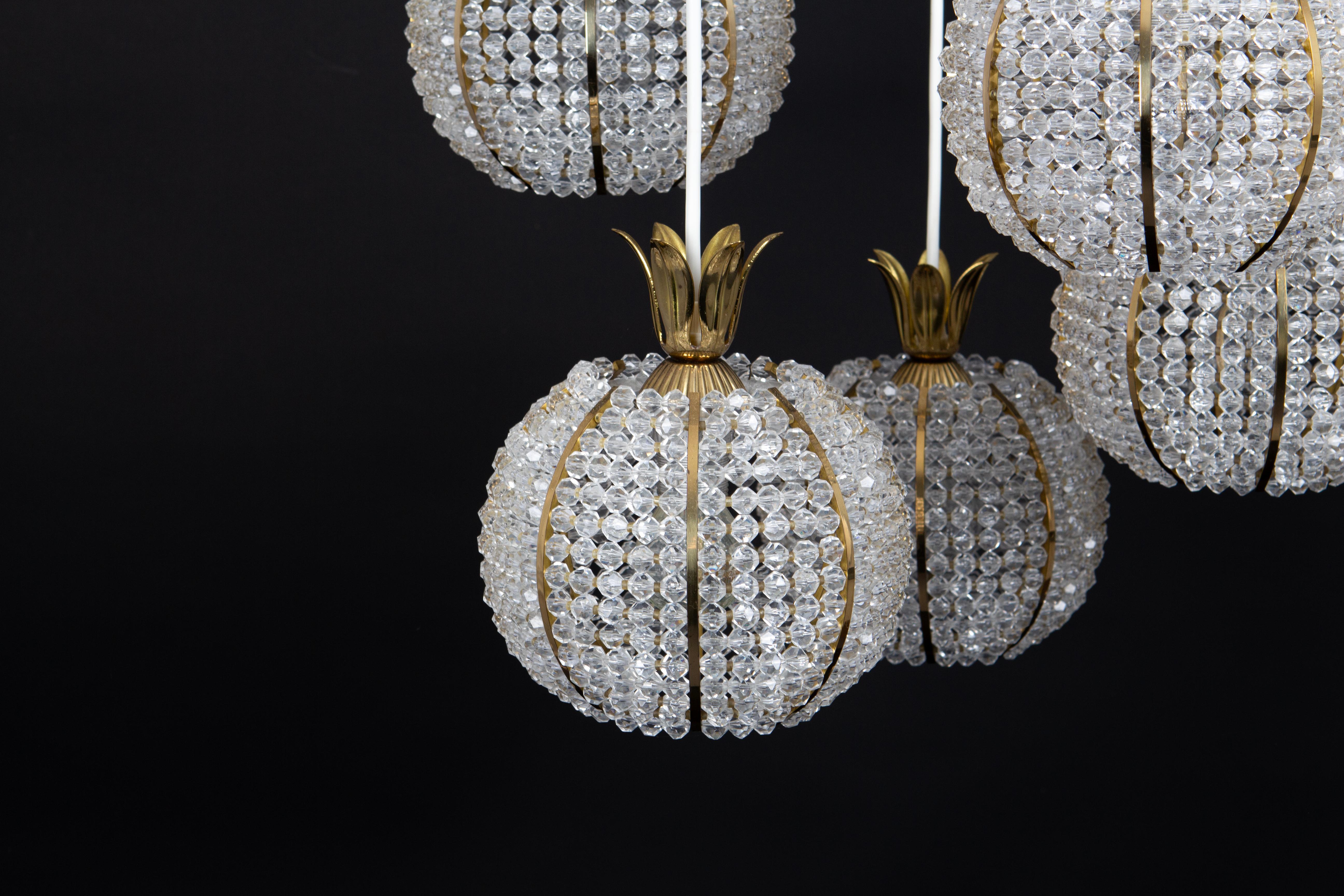 Lampada a sospensione Cascade di Emil Stejnar per Rupert Nikoll, Pineapple Design, anni '1960 in vendita 3