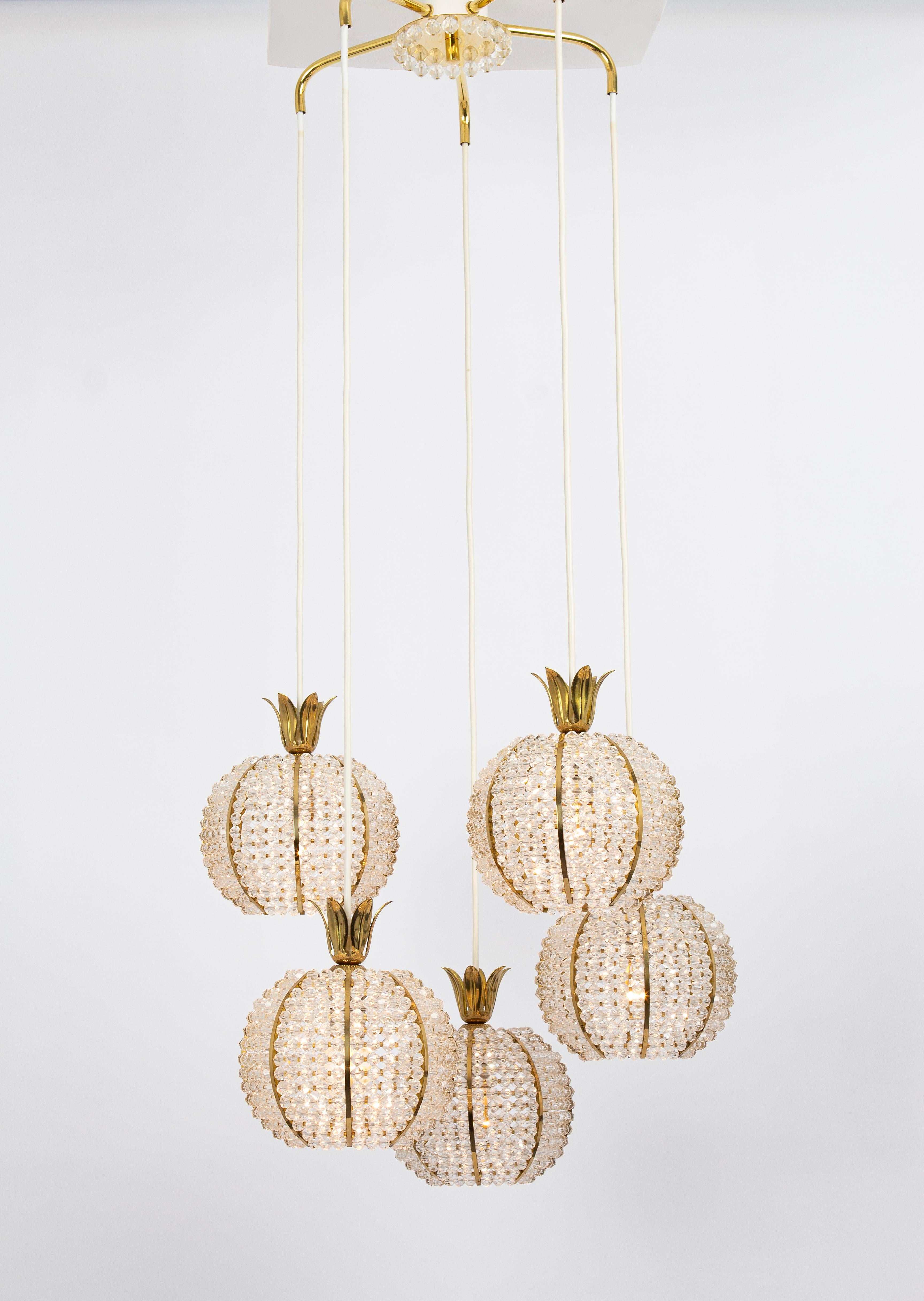 Lampada a sospensione Cascade di Emil Stejnar per Rupert Nikoll, Pineapple Design, anni '1960 in vendita 1