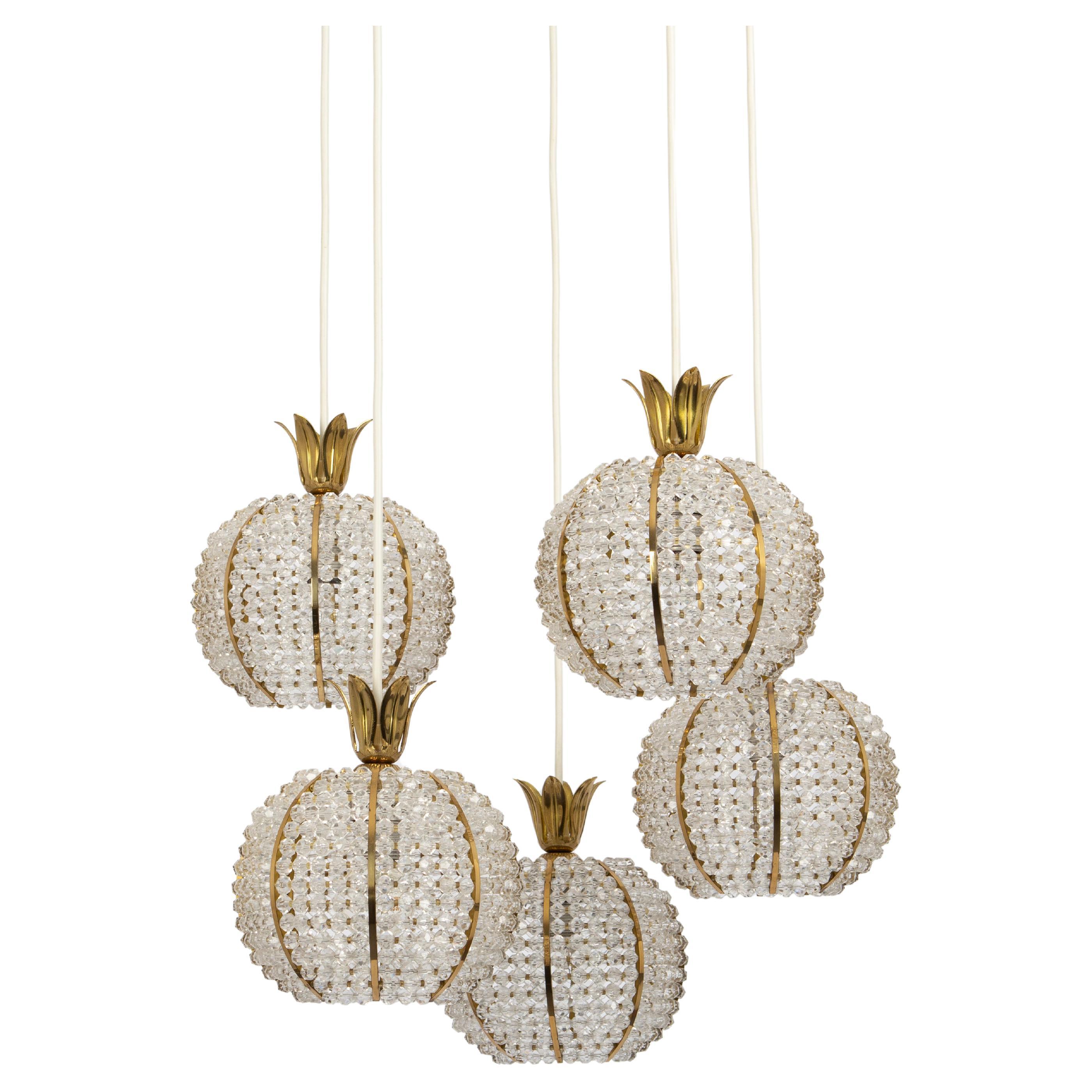 Cascade Pendant Lamp by Emil Stejnar for Rupert Nikoll, Pineapple Design, 1960s