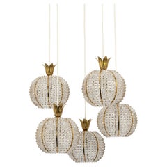 Lampada a sospensione Cascade di Emil Stejnar per Rupert Nikoll, Pineapple Design, anni '1960