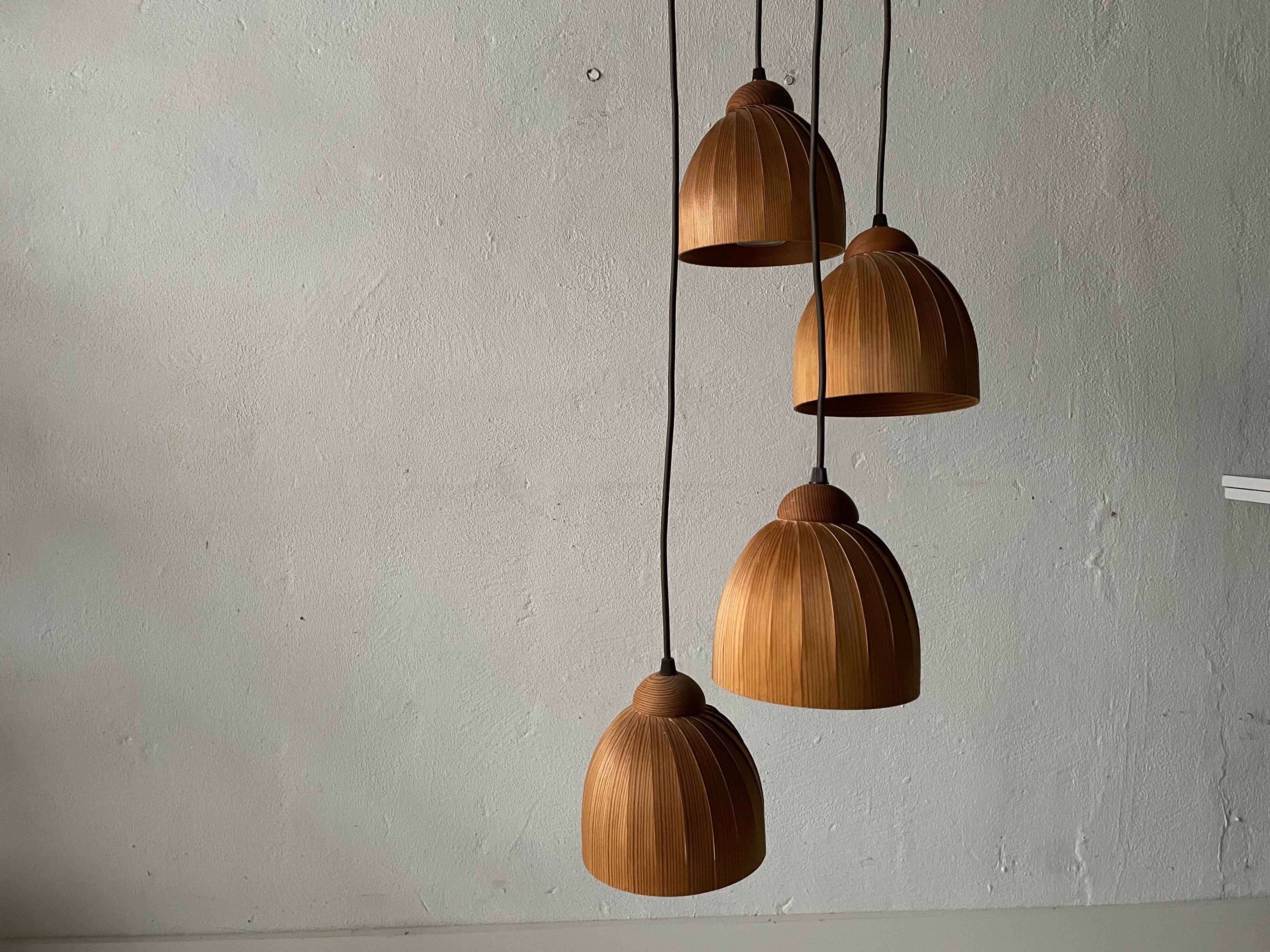 Cascade Pendant Lamp by Hans-Agne Jakobsson for AB Ellysett Markaryd, 1960s, Sweden

Lampshade is in very good vintage condition.

This lamp works with 4xE14 light bulbs. 
Wired and suitable to use with 220V and 110V for all