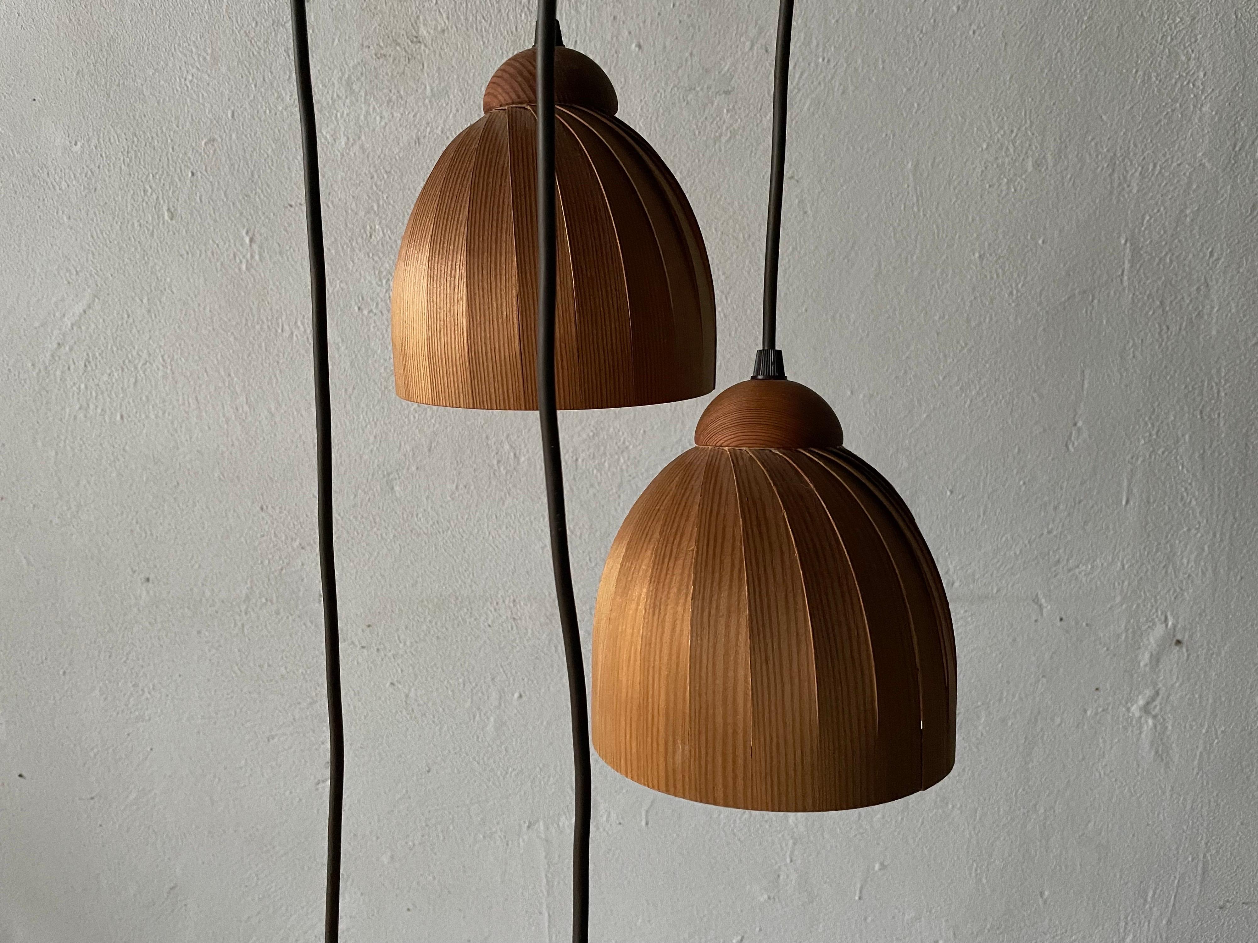 Plywood Cascade Pendant Lamp by Hans-Agne Jakobsson for AB Ellysett Markaryd, 1960s, Swe For Sale