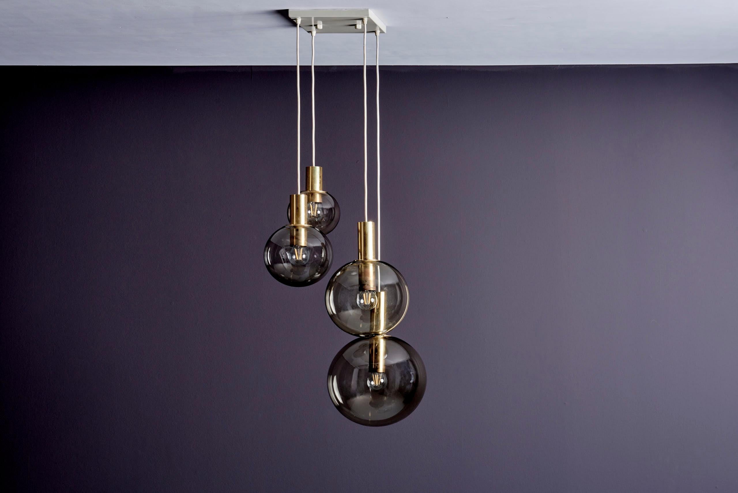 German Cascade pendant with four globes by Glashütte Limburg #1 For Sale