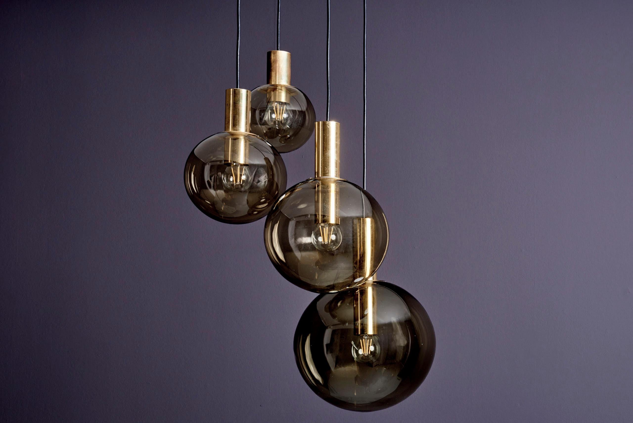 German Cascade pendant with four globes by Glashütte Limburg #2 For Sale