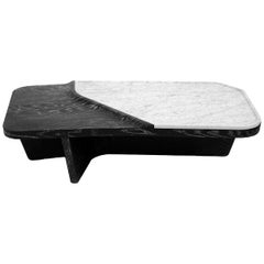 Cascade Small Coffee or Cocktail Table, Contemporary, Marble, Ebonized Limed Oak