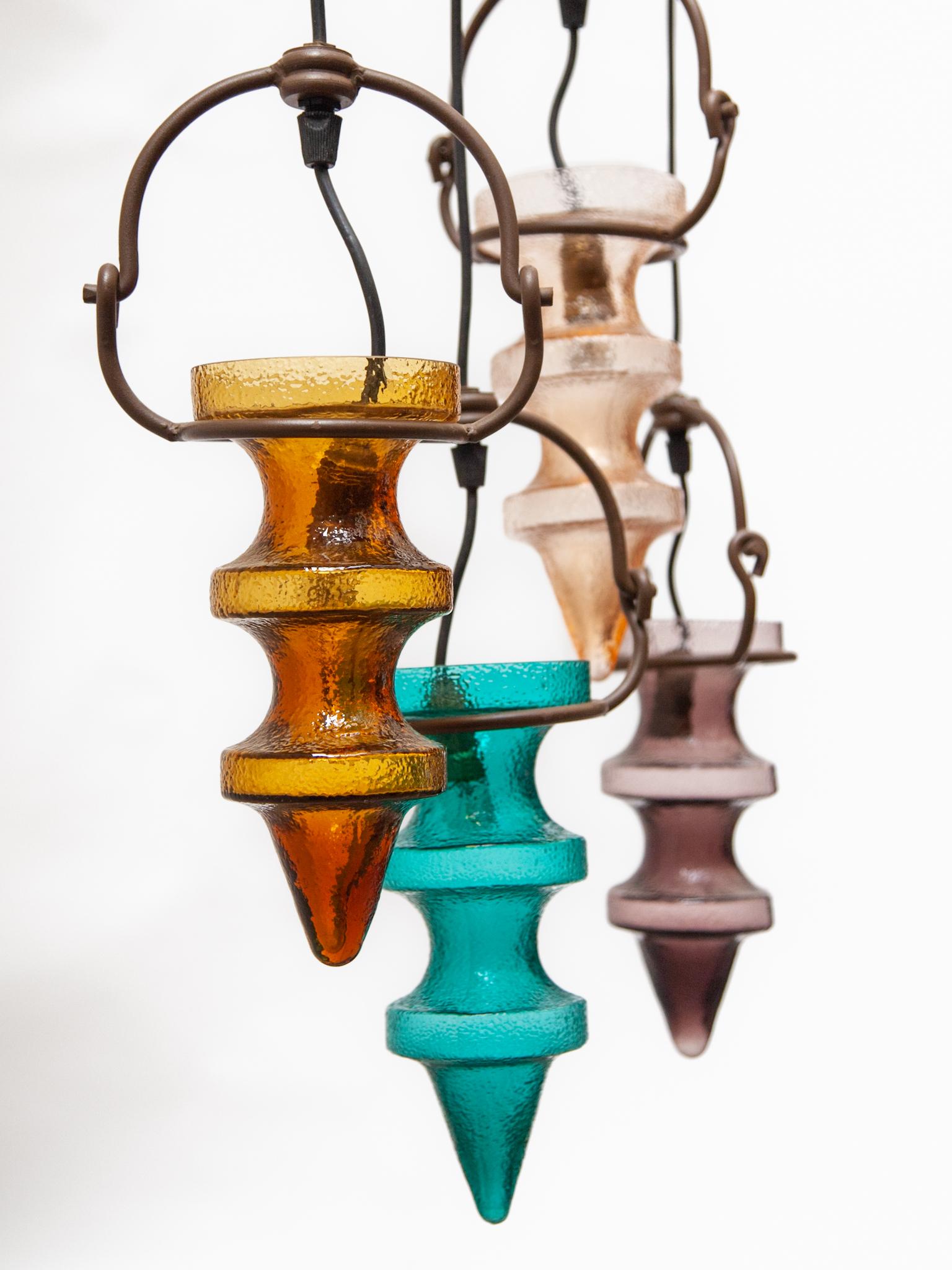 Dutch Cascade ‘Stalactites’ Colored Glass Chandelier designed by Nanny Still for Raak For Sale