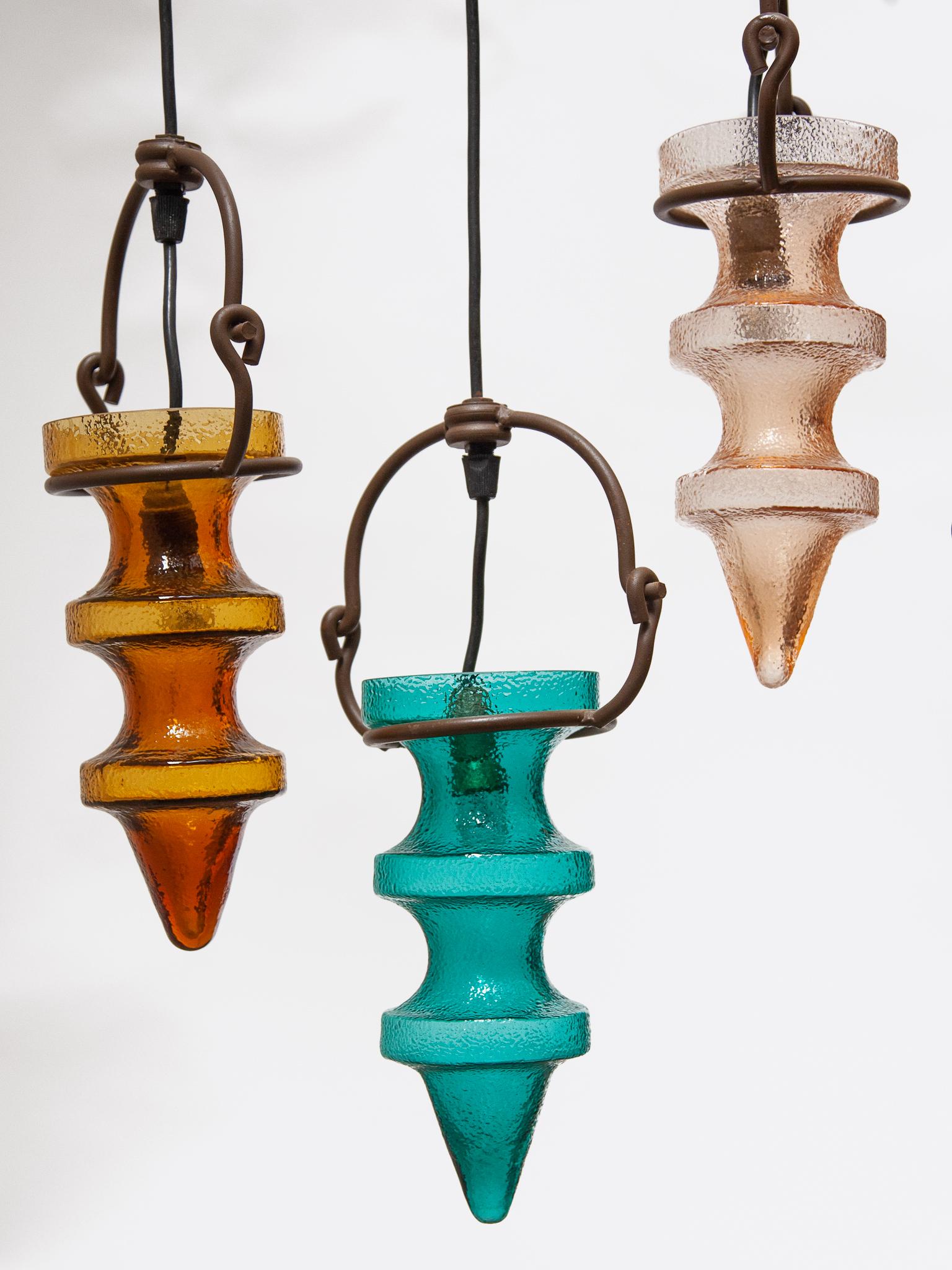 Mid-20th Century Cascade ‘Stalactites’ Colored Glass Chandelier designed by Nanny Still for Raak For Sale