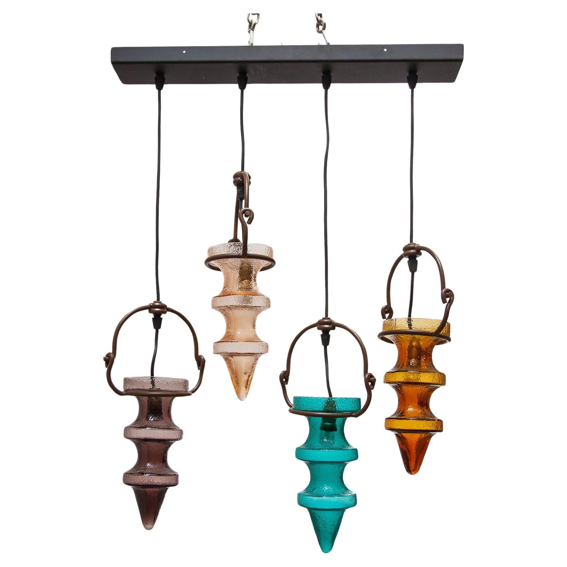 Cascade ‘Stalactites’ Colored Glass Chandelier designed by Nanny Still for Raak For Sale
