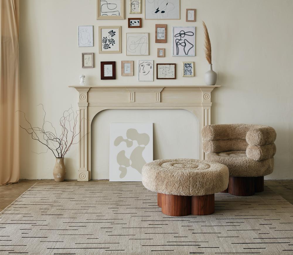 Elevate your space with our Taupe Rug featuring chic brown dash lines. Contemporary design meets comfort in this stylish and versatile addition.

Erik Lindstrom offers a curated selection of contemporary, transitional, and textural patterns which