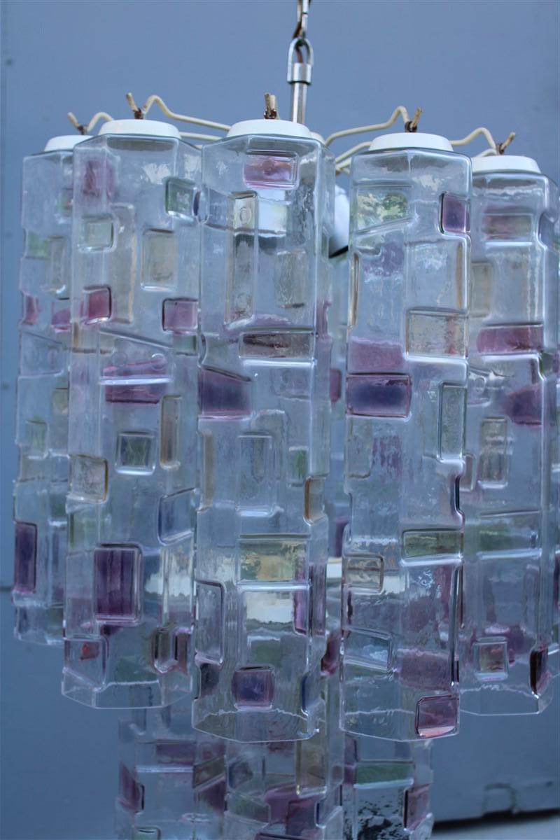 Mid-Century Modern Cascade Venini lustre italien moderniste mi-siècle en verre de Murano multicolore en vente